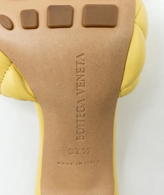 Bottega Veneta Size 37.5 Yellow Leather Lido Slide Sandals