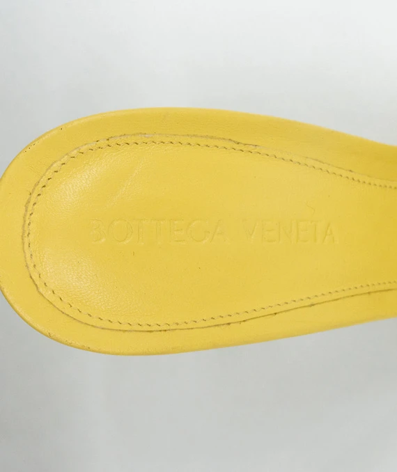 Bottega Veneta Size 37.5 Yellow Leather Lido Slide Sandals