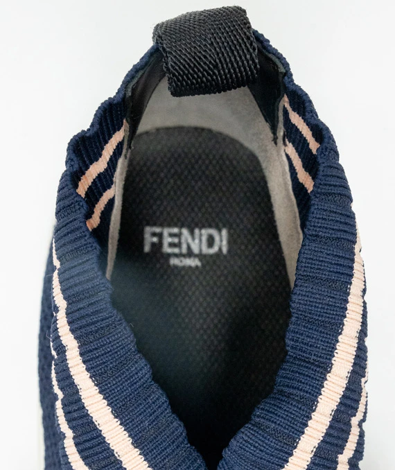 Fendi Size 37 Blue Knit Fabric Rockoko Sneakers