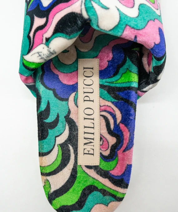 Emilio Pucci Size 37.5 Printed Velvet Slides