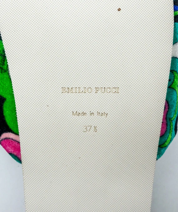 Emilio Pucci Size 37.5 Printed Velvet Slides