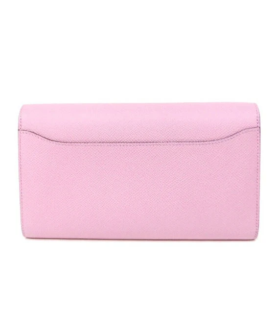 Hermes (Stamp Z) Epsom Leather Constance Long Wallet in Mauve Silvestre Color with Palladium Hardware