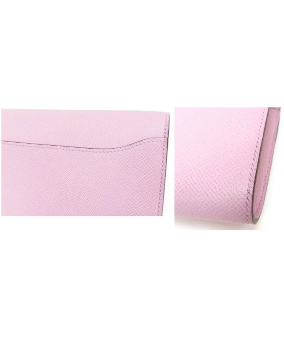 Hermes (Stamp Z) Epsom Leather Constance Long Wallet in Mauve Silvestre Color with Palladium Hardware