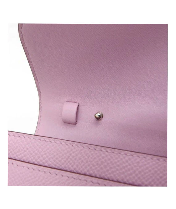 Hermes (Stamp Z) Epsom Leather Constance Long Wallet in Mauve Silvestre Color with Palladium Hardware