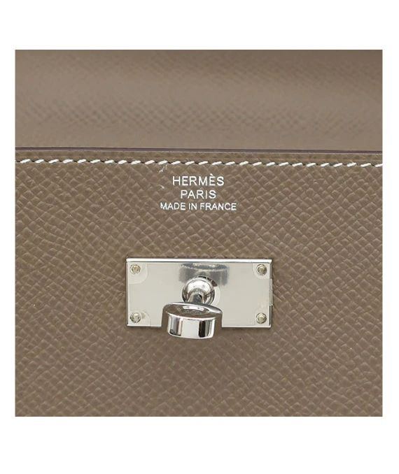 Hermes 2020 (Stamp Y) Epsom Leather Kelly To Go Long Wallet in Etoupe Color with Palladium Hardware