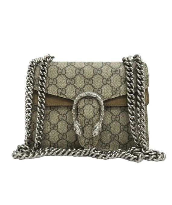 Gucci Beige GG Supreme Canvas and Suede Mini Dionysus Shoulder Bag