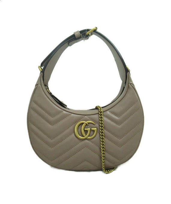 Gucci Pink Matelassé Leather Mini GG Marmont Half Moon Shoulder Bag
