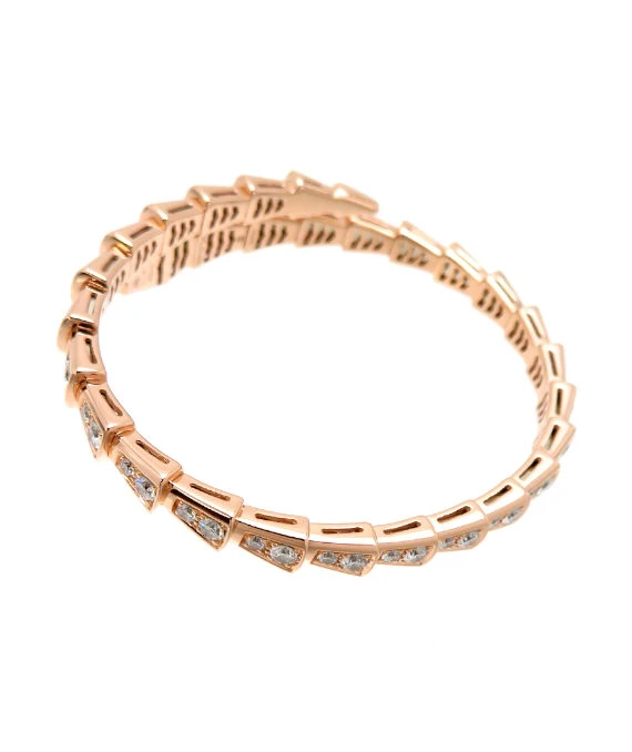 Bvlgari Size 20 Serpenti Viper Diamond Bracelet in 18k Rose Gold