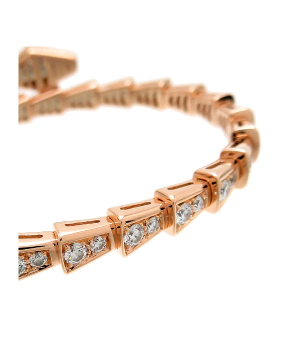 Bvlgari Size 20 Serpenti Viper Diamond Bracelet in 18k Rose Gold