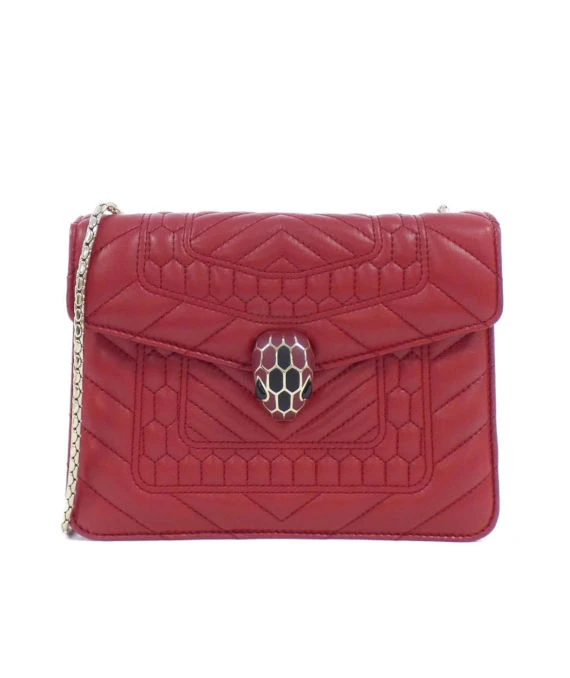 Bvlgari Serpenti Forever Square Red Quilted Leather Small Shoulder Bag