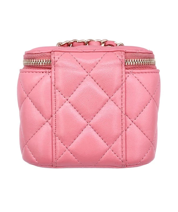 Chanel Pink Lambskin Leather Coco Pearl Crush Mini Vanity Case