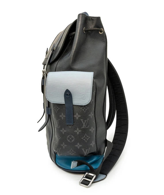 Louis Vuitton Christopher Backpack in Monogram Eclipse / Navy Epi Leather PM
