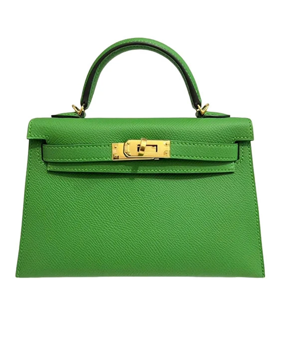 HERMES 2023 Green Mini Kelly in Epsom Leather with Gold Hardware