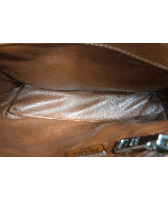 Prada Twin Lock Saffiano Caramel Colour Mini Tote in Cuir Leather