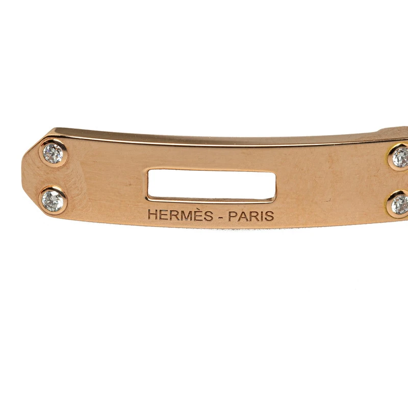 Hermes Size SH Kelly Gourmet 18k Rose Gold Bracelet with Diamonds