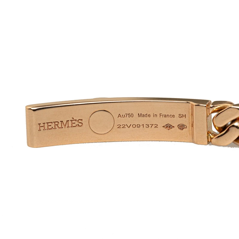 Hermes Size SH Kelly Gourmet 18k Rose Gold Bracelet with Diamonds