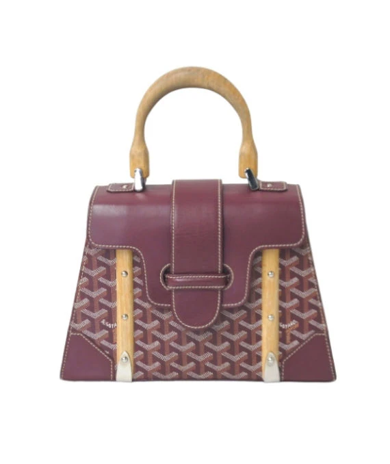 Goyard Burgundy Coated Canvas and Leather Saigon PM Top Handle Bag