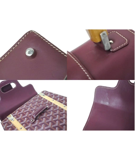 Goyard Burgundy Coated Canvas and Leather Saigon PM Top Handle Bag