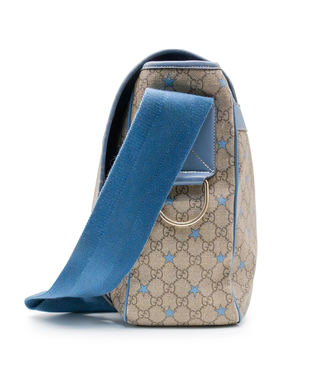 Gucci GG Beige/Light Blue Coated Canvas Star Diaper Messenger Bag