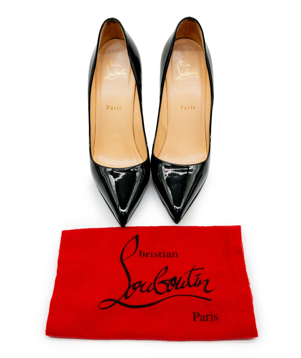 Christian Louboutin Size 39 Black Patent Leather Pigalle Plato Pointed Toe Pumps