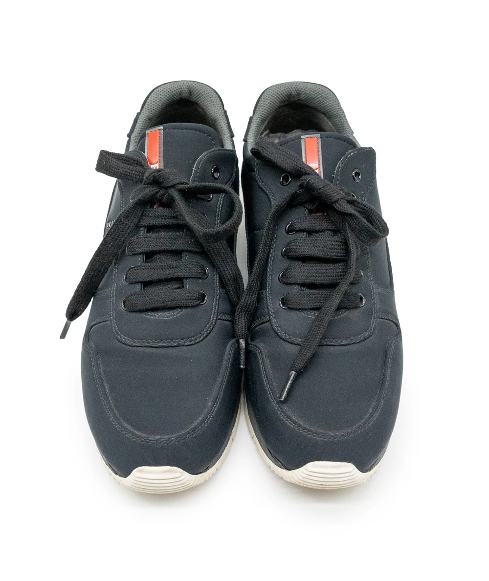 Prada Size 38 Sport Dark Blue Nylon Low-Top Sneakers with White/Black Sole