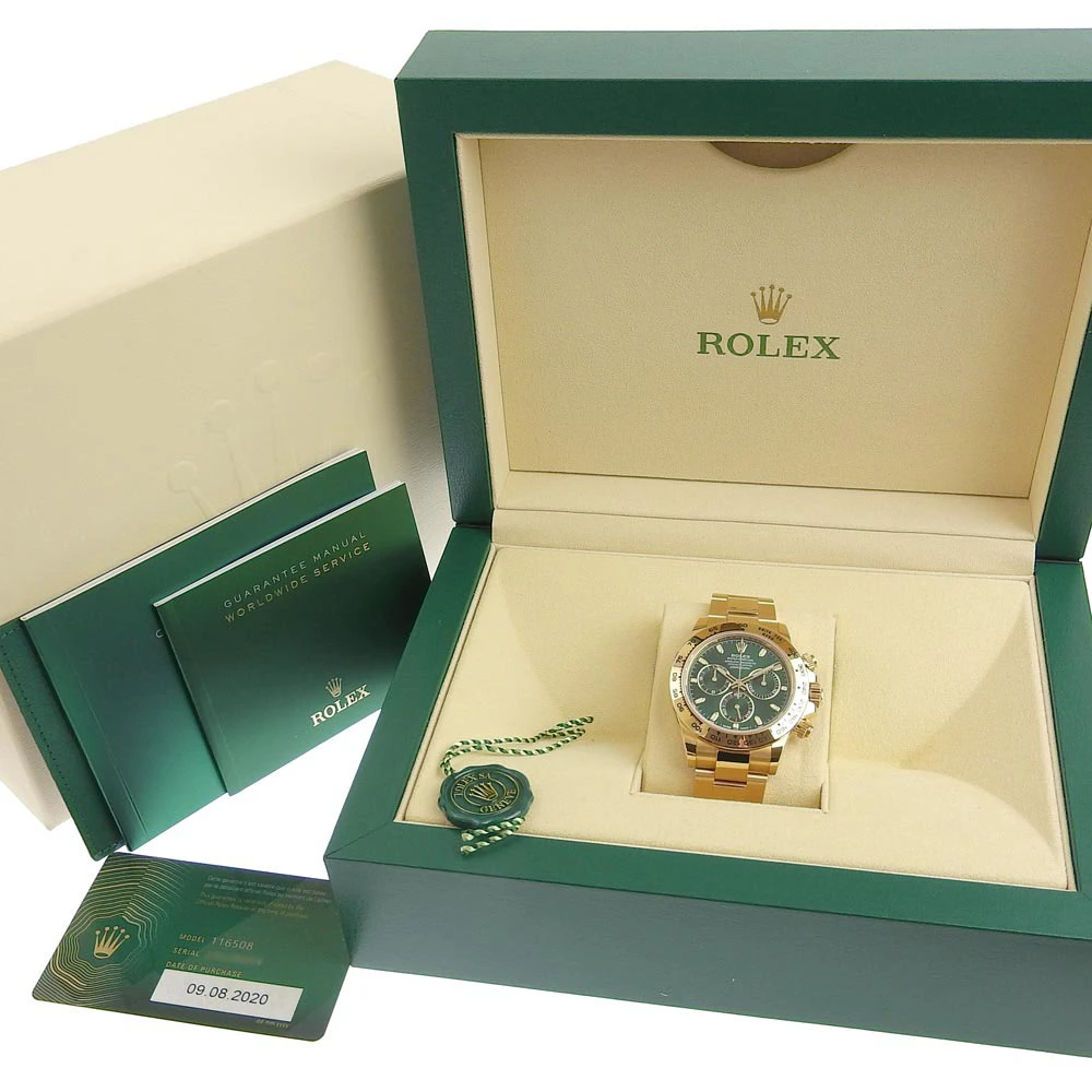 Rolex Daytona Men's Automatic Watch Green Dial Solid Gold 116508