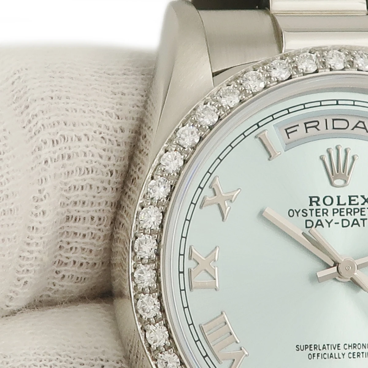 Rolex ROLEX Day-Date 36 18346A  Blue Roman Numeral Platinum Watch