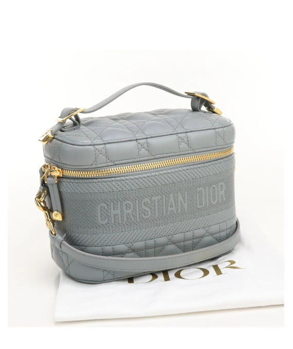 Christian Dior Travel Vanity Small Grey Lambskin Handbag