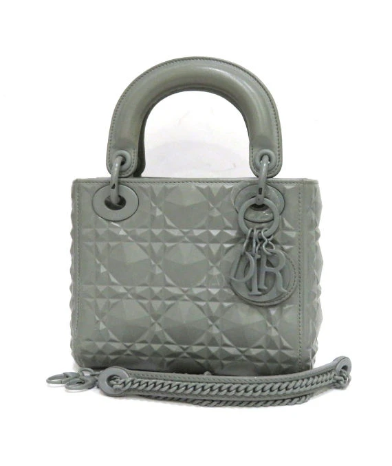 Dior Mini Mat Diamond Cannage Gray Lady Dior Handbag