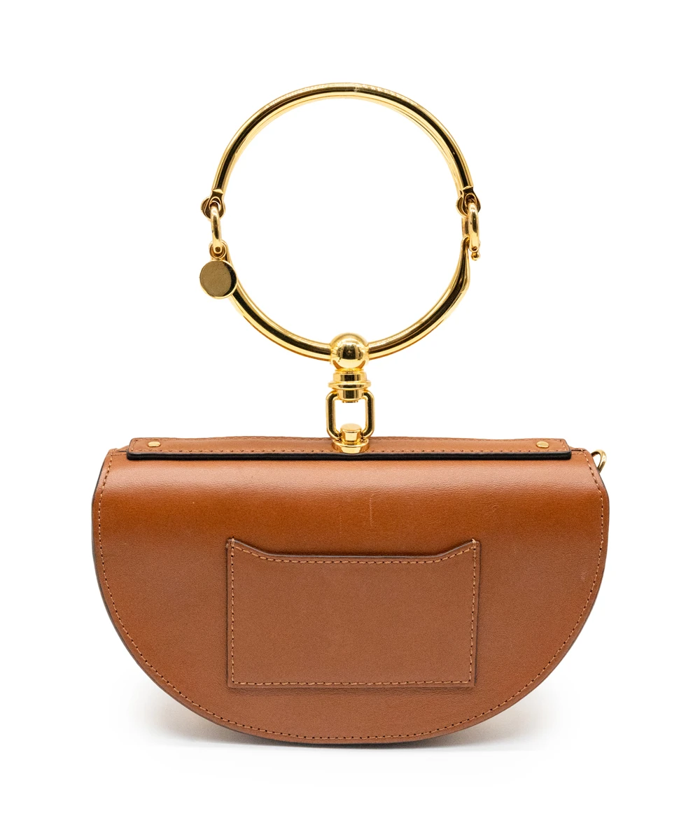 Chloe Small Size Brown Nile Bracelet Bag in Calfskin Leather