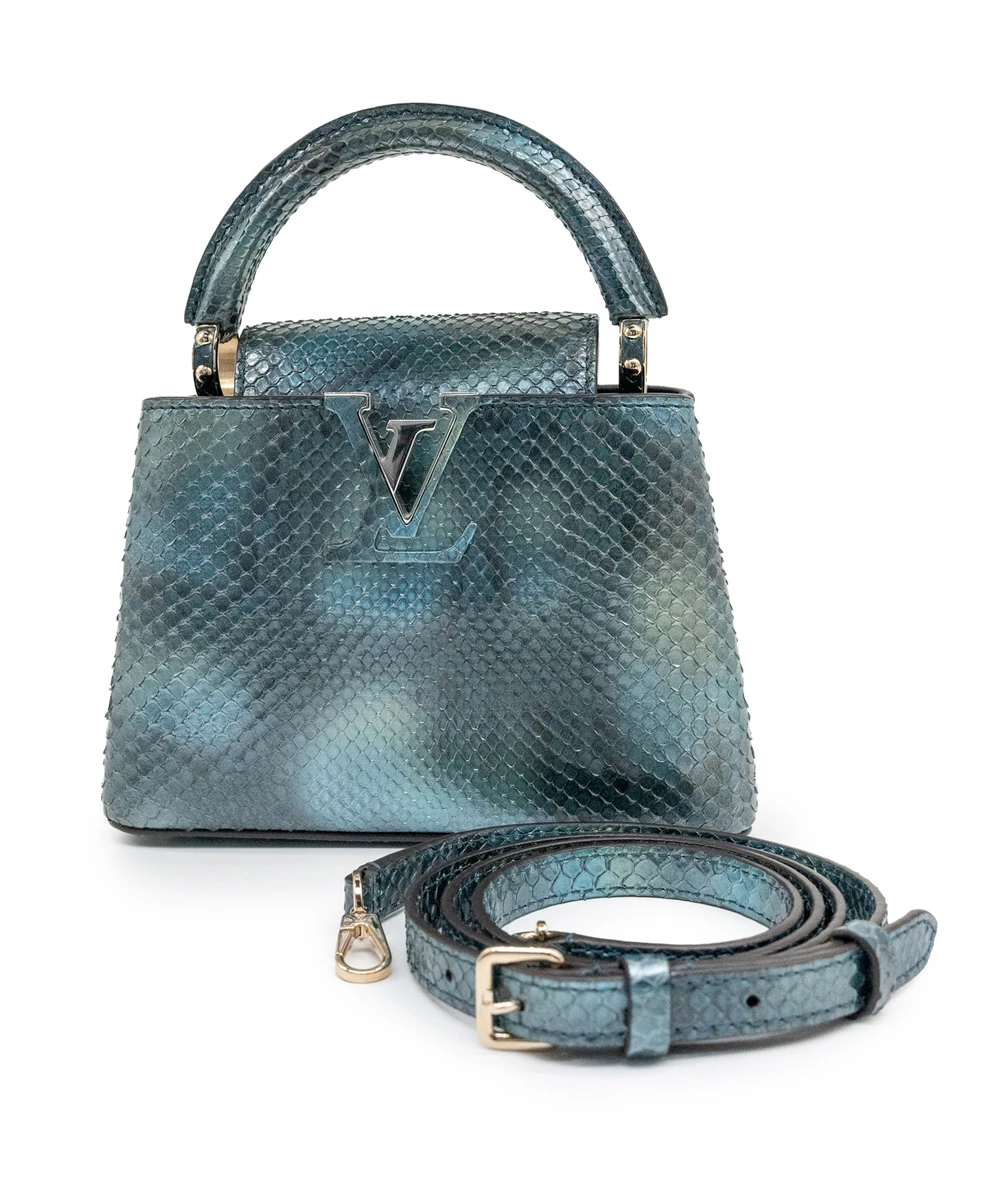 Louis Vuitton Blue Python Leather Capucines Mini Bag