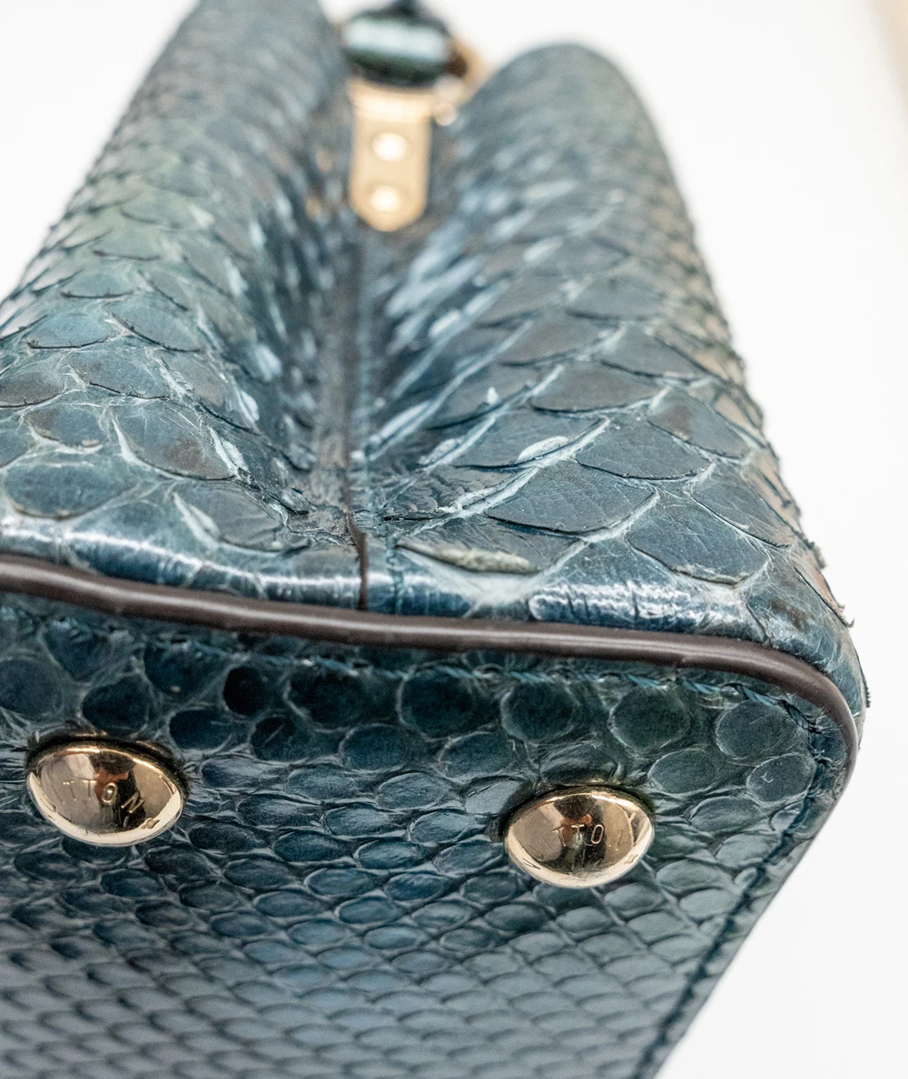 Louis Vuitton Blue Python Leather Capucines Mini Bag