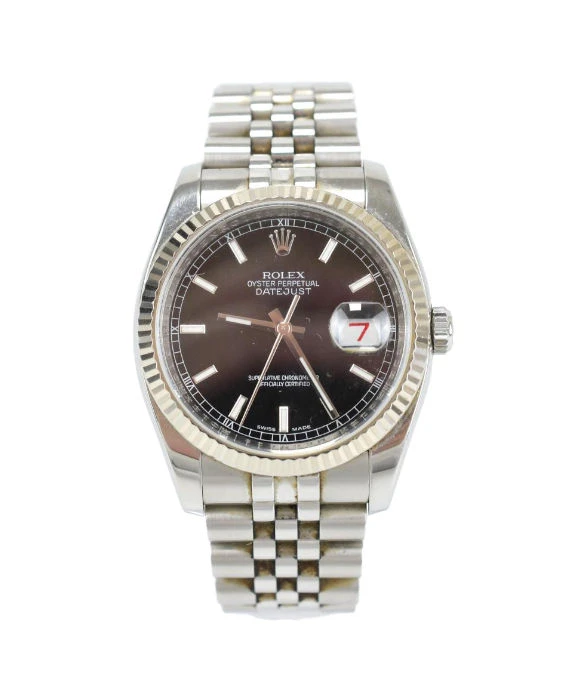 Rolex Black 18k White Gold & Stainless Steel Datejust 16234 Men's Wristwatch