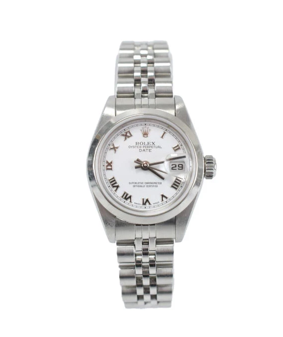 Rolex White 18k White Gold And Stainless Steel Datejust 79174 Automatic Women's Wristwatch