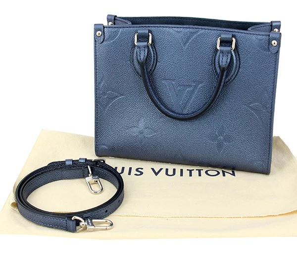 Louis Vuitton Tote Bag On the Go PM Monogram Empreinte Leather Navy Blue