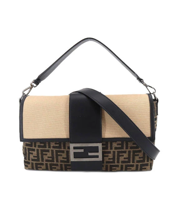 Fendi Tobacco/Beige Zucca Canvas Convertible Belt Baguette Bag