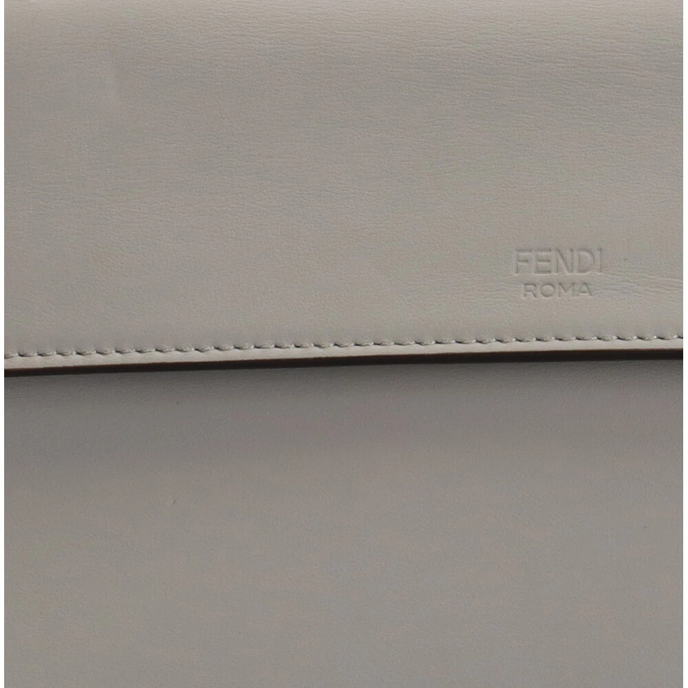 Fendi Grey Leather Kan I F Logo Shoulder Bag