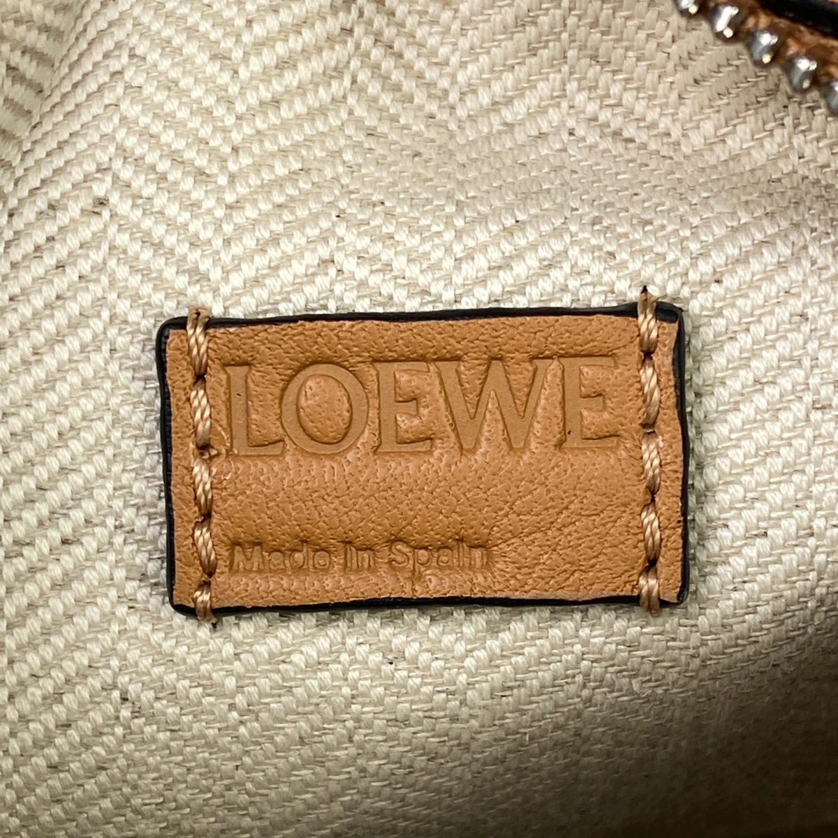 LOEWE Puzzle Bag Nano Handbag Chain Shoulder Bag Leather Brown