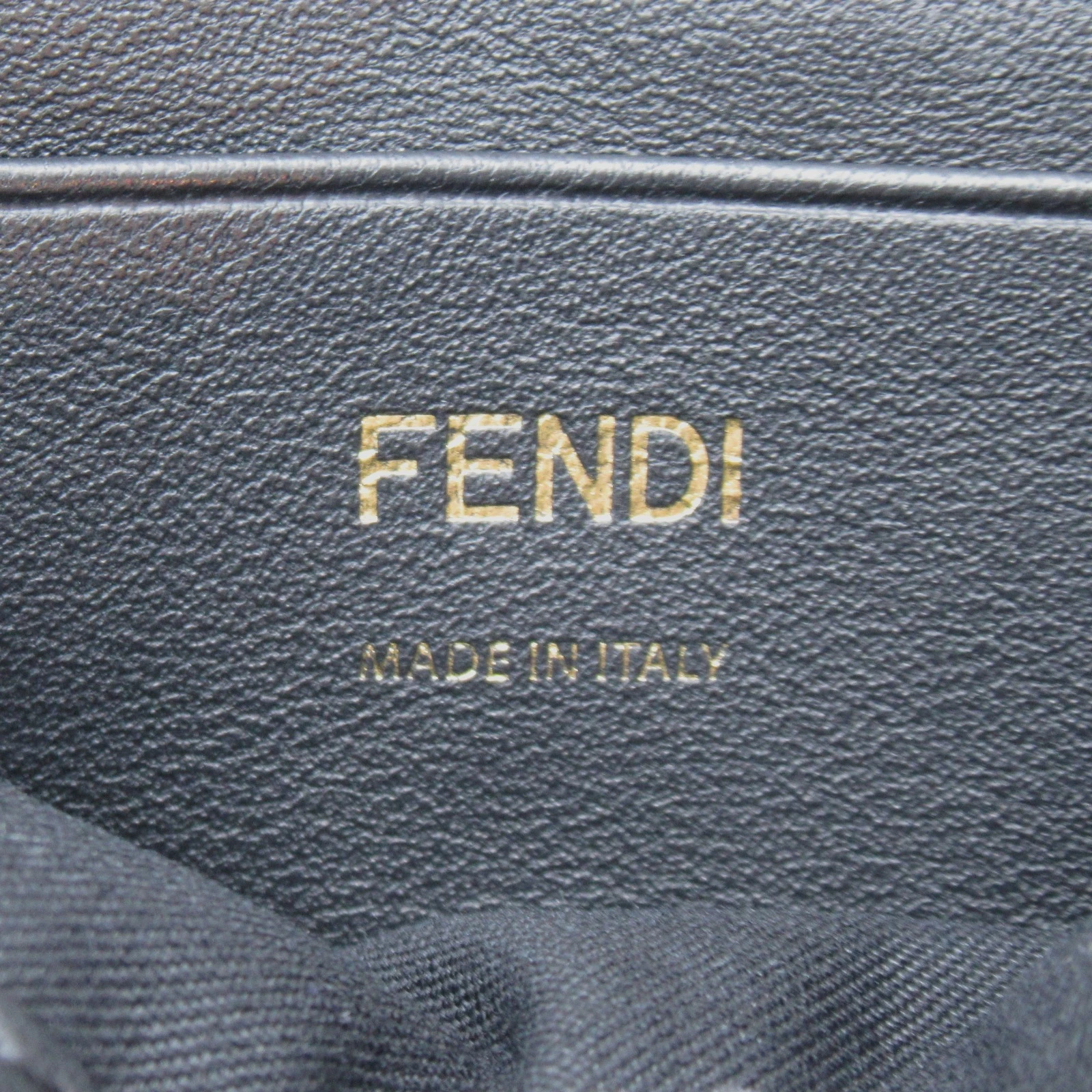 Fendi Black FF Embossed Leather Chain Baguette Bag