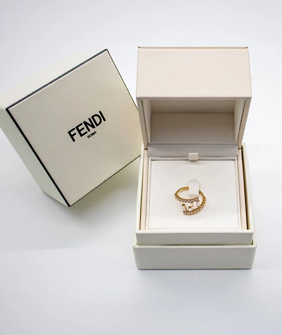 Fendi Gold Ring with Diamonds