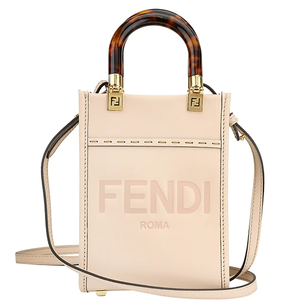 Fendi Creme Leather Mini Sunshine Shopper Bag
