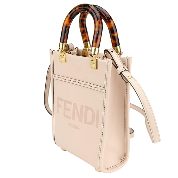 Fendi Creme Leather Mini Sunshine Shopper Bag