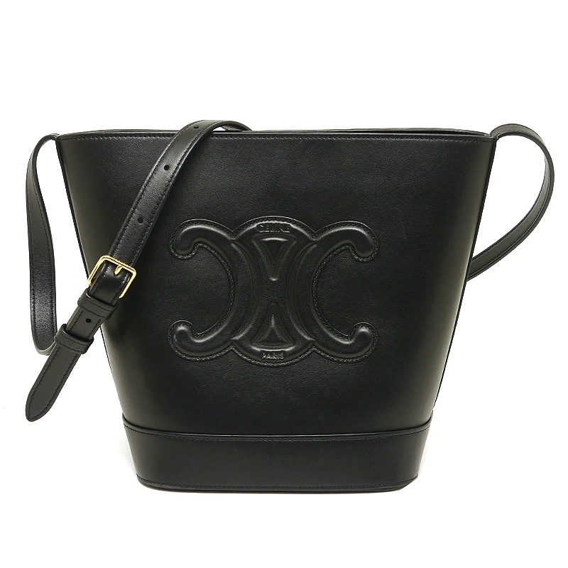 Celine Black Smooth Cuir Triomphe Small Bucket Bag