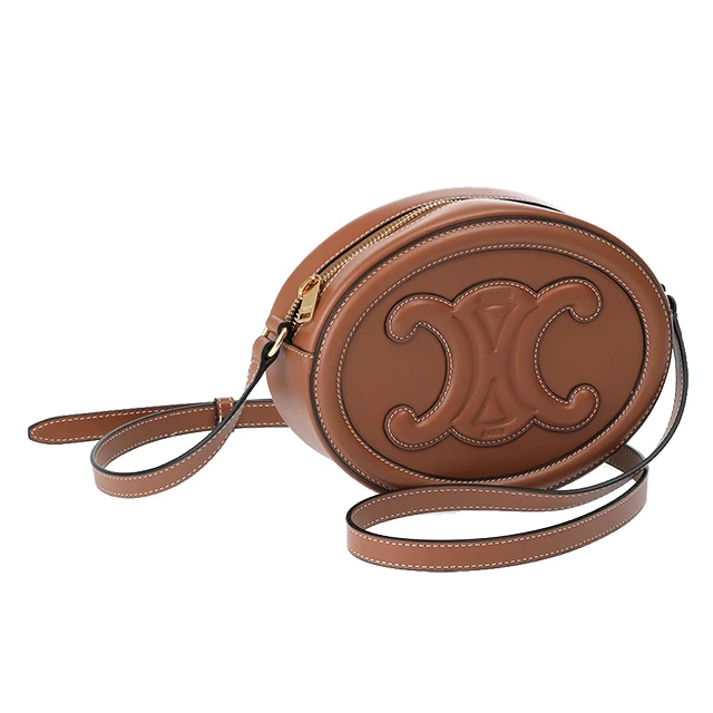 Celine Tan Brown Leather Cuir Triomphe Oval Crossbody Bag