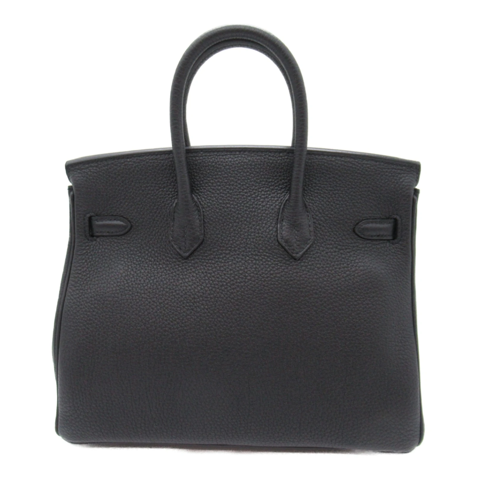 Hermes 2014 Birkin (Stamp R) Size 25 Togo Leather Handbag in Black color with Palladium Hardware