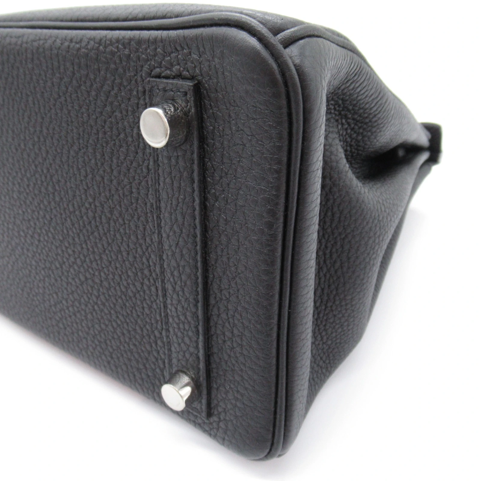 Hermes 2014 Birkin (Stamp R) Size 25 Togo Leather Handbag in Black color with Palladium Hardware