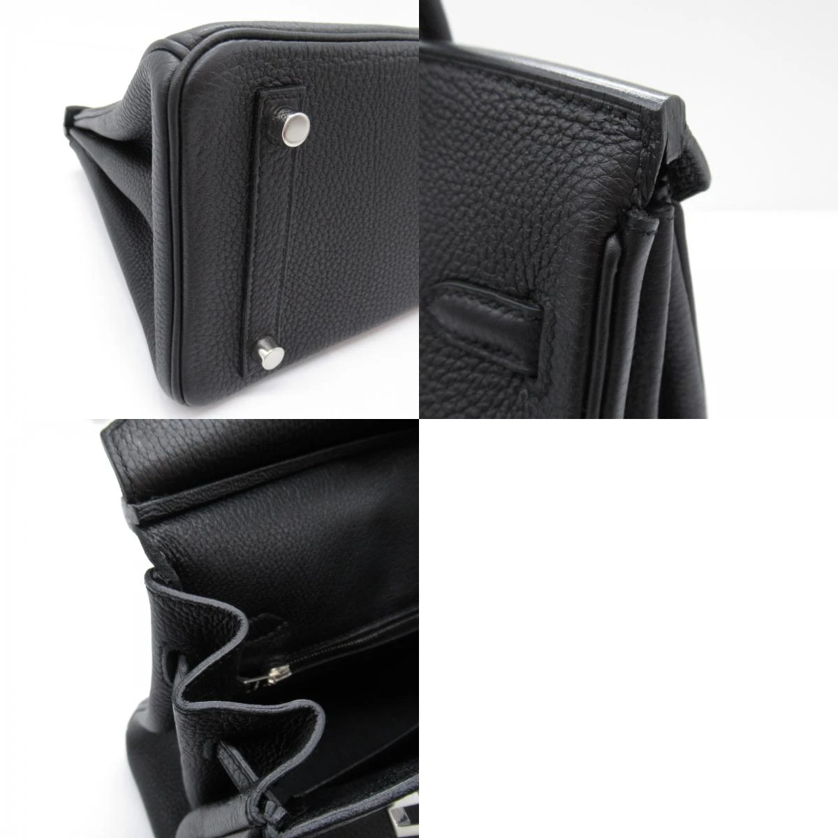 Hermes 2014 Birkin (Stamp R) Size 25 Togo Leather Handbag in Black color with Palladium Hardware
