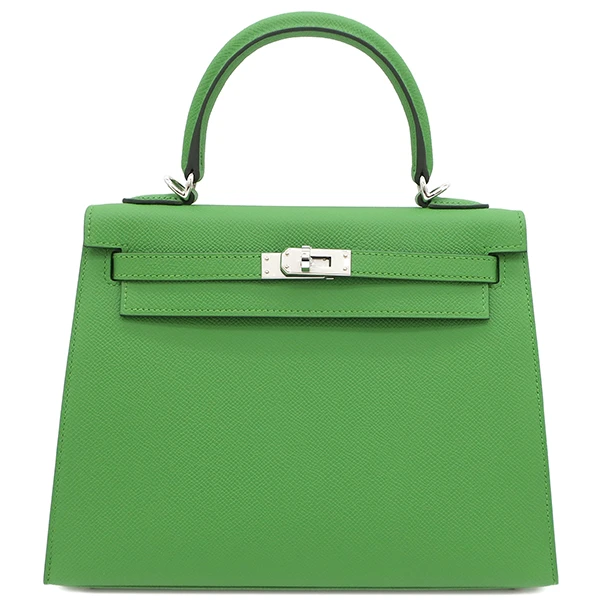 Hermes 2023 Stamp B Size 25 Epsom leather Kelly Vert Yucca in Color with Palladium Hardware