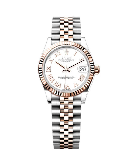 Rolex 2023 White Roman Datejust 278273 18k Everose Gold/Stainless Steel Automatic Women's Watch 31mm