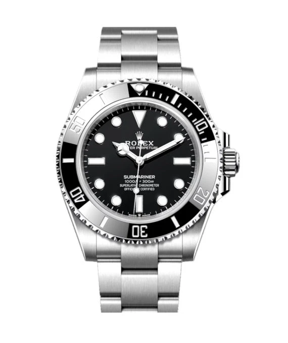 Rolex 2024 Black Submariner 124060 No Date Stainless Steel Automatic Men's Watch 41mm